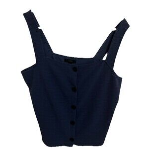 j crew tank Top L blue babydoll Summer Button Minimalist
